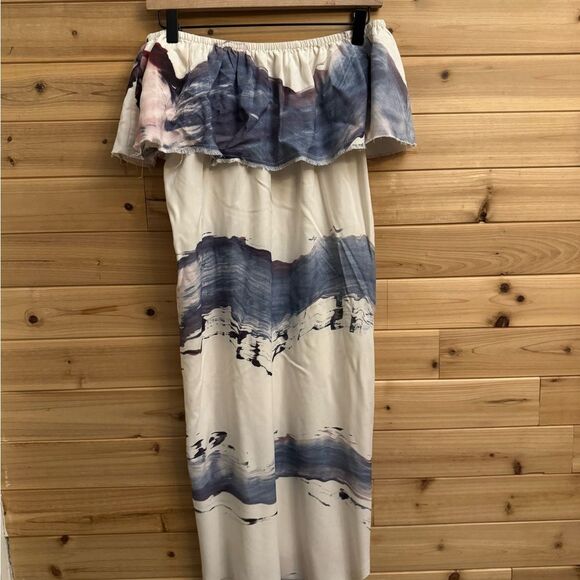 Go By GoSilk Anthropologie Size Small Abstract Watercolor Off The Shoulder Dress - Picture 10 of 14